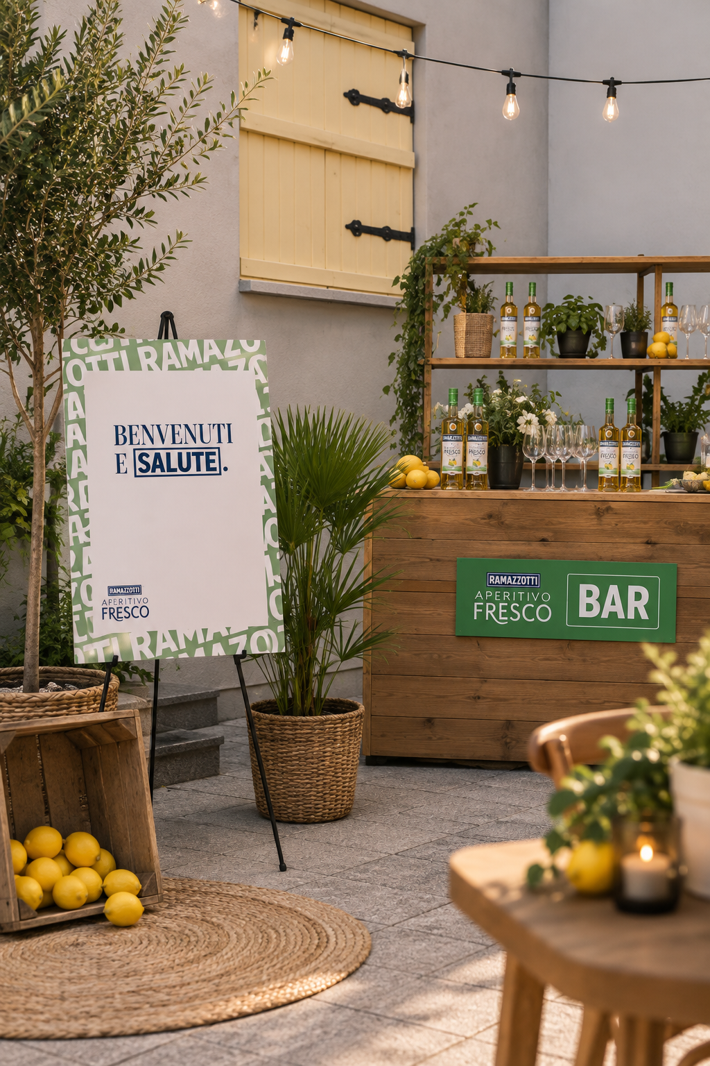 Ramazzotti Bar mit Willkommensschild