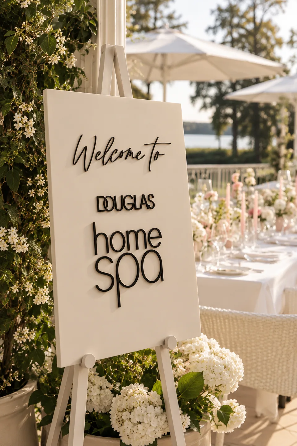Douglas Home Spa Signage mit visuellen Markendetails